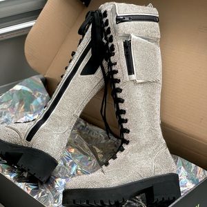 Dolls Kill Icy Bling Brigade Pocket Combat Boots